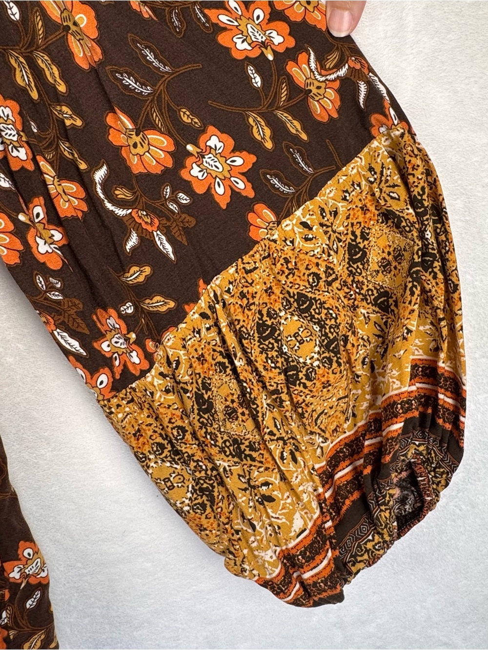 Grace + Karma Boho Floral Peasant Blouse Tassel Tie Statement Sleeves 2X - Picture 8 of 8